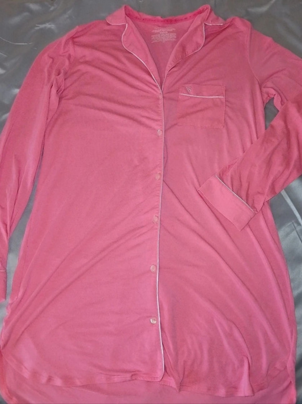 Victoria's Secret Modal-Cotton Button-Front Sleepshirt Pink Small